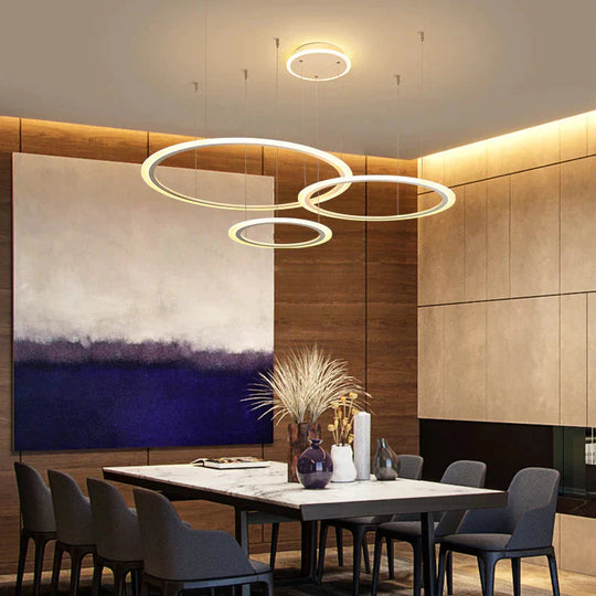 White Cricle Modern Led Pendant Light For Kitchen Dining Room Living Luminaires Acrylic Hanging