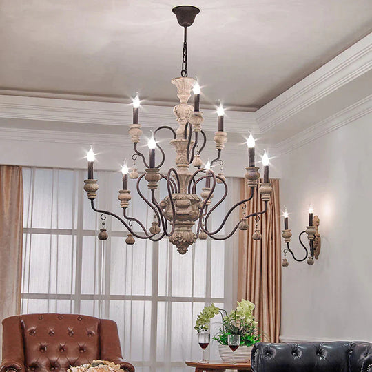 Nordic Country Retro Chandelier Nostalgic Living Room Restaurant Light In The Bedroom Wrought Iron