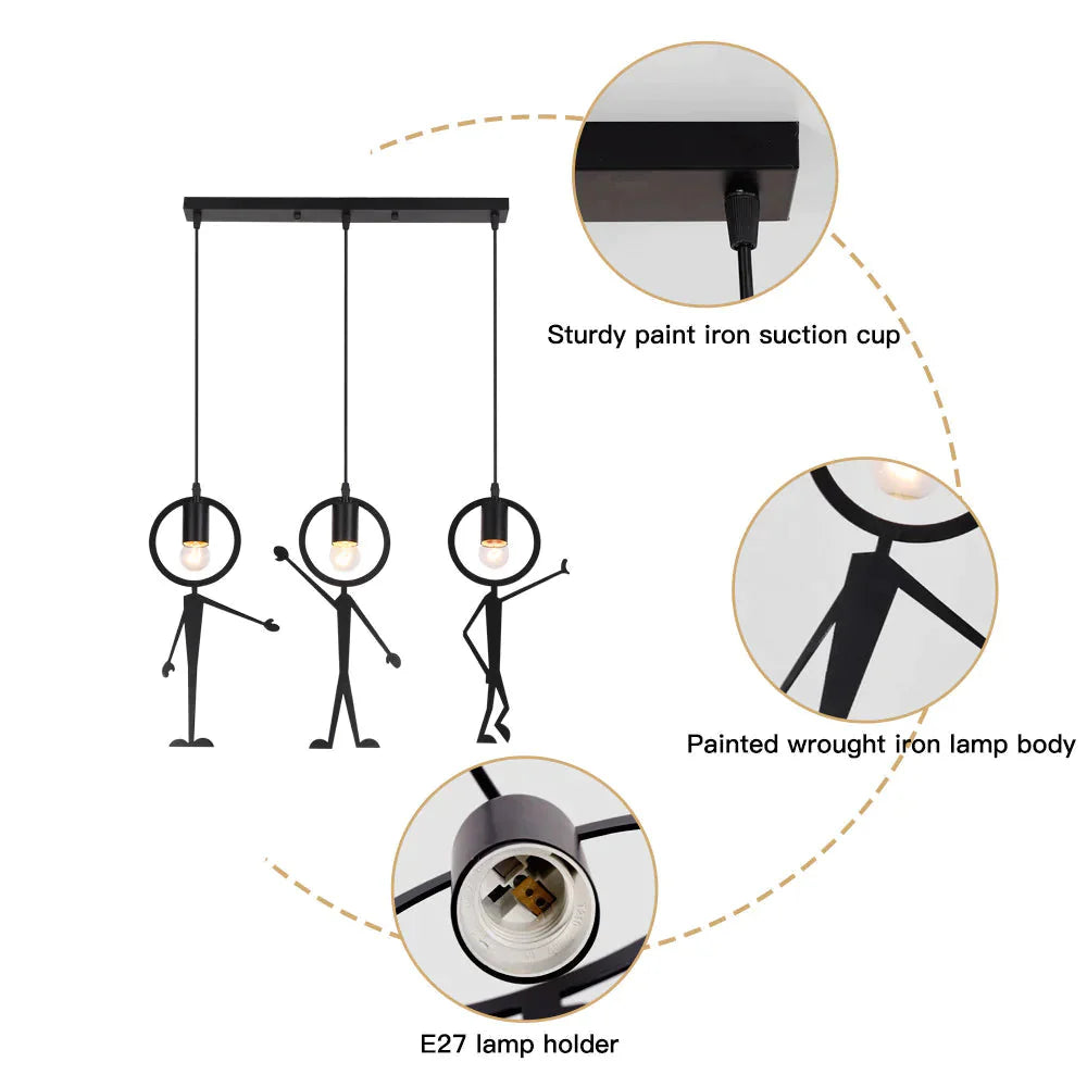 Creative Villain Chandelier Retro Wrought Iron Nordic Bedroom Living Room Dining Lamp Hotel New