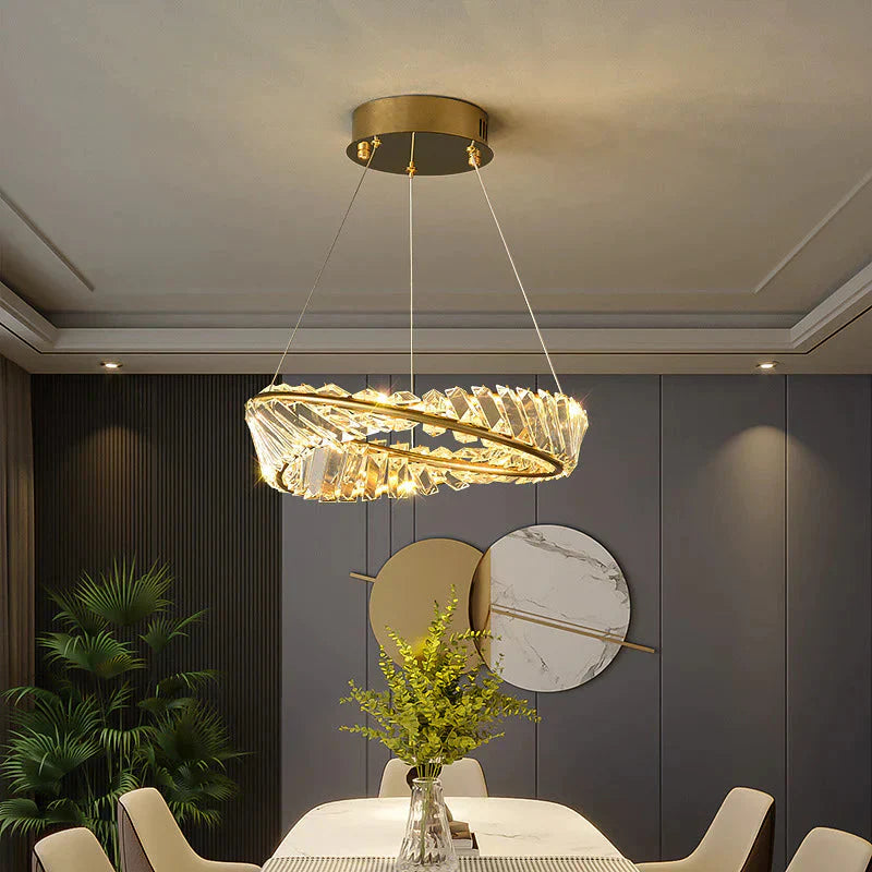 Dimmable Crystal Chandeliers Lighting Modern Ring Pendant Light Led Lamp Fixtures For Dining Room