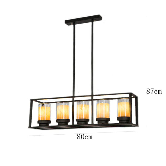 Rectangular Chandelier Dining Table Lamp Creative Simplicity Bar Living Room Marble Glass / 5 Heads