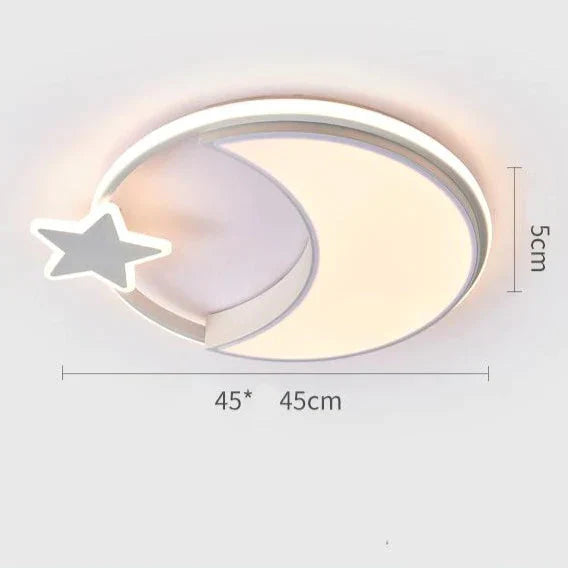 Children’s Room Lamp Bedroom Simple Modern Ceiling Nordic Cartoon Creative Star Moon B / White