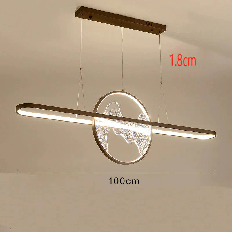 Restaurant Chandelier Led Rectangular Living Room Zen Landscape Teahouse Simple Bar Study Lamp