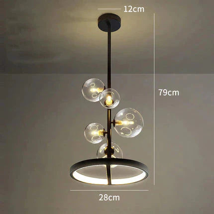 Restaurant Bubble Lamp Modern Magic Bean Bar Chandelier Dining Table Molecular Black / L 28Cm White