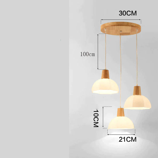 Nordic Restaurant Small Chandelier Solid Wood Creative Personality Single Head Three Bedside Bar