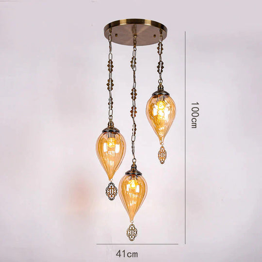 Wrought Iron Chandelier Exotic Cafe Bar Homestay Creative Living Room Dining Lights Champagne Gold