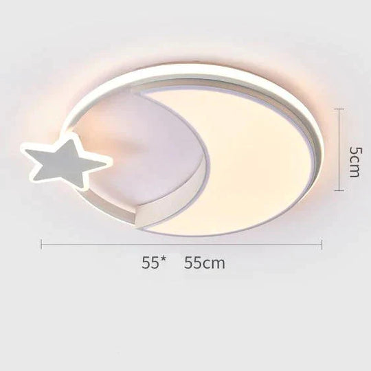 Children’s Room Lamp Bedroom Simple Modern Ceiling Nordic Cartoon Creative Star Moon B / White