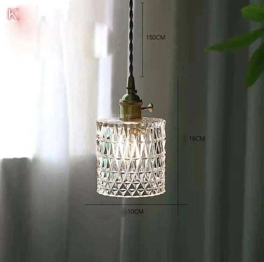 Brass Glass Bell Bedside Chandelier Nordic Simple Restaurant Bar Porch Balcony Lamp K Pendant