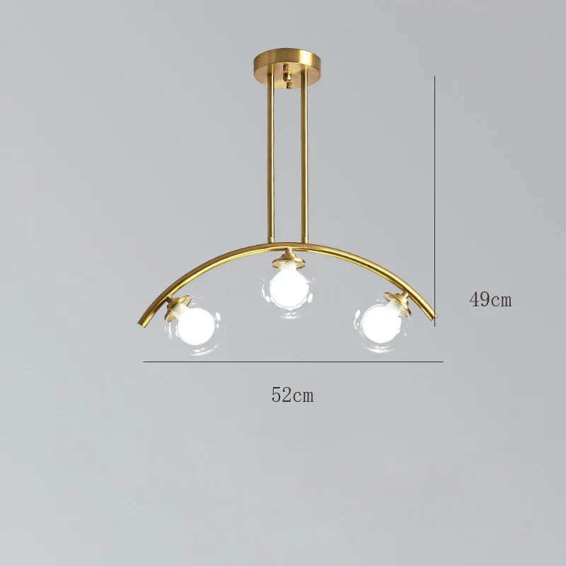 Nordic Restaurant Long Copper Chandelier Bar Minimalist Creative Personalized Glass Lamp Net Red