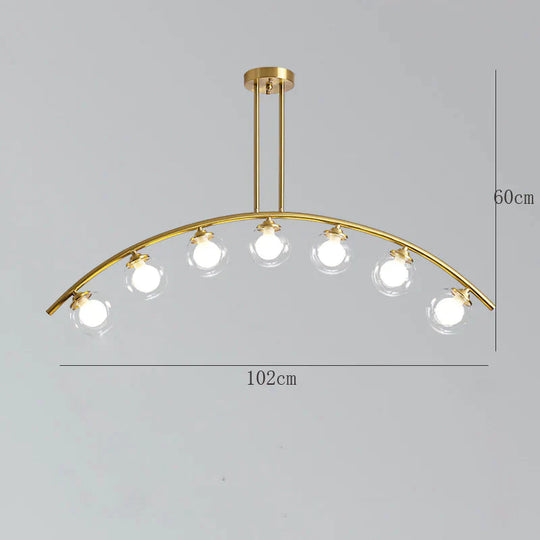 Nordic Restaurant Long Copper Chandelier Bar Minimalist Creative Personalized Glass Lamp Net Red