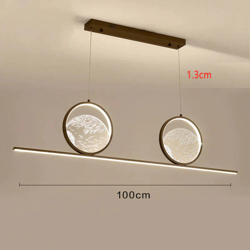 Restaurant Chandelier Led Rectangular Living Room Zen Landscape Teahouse Simple Bar Study Lamp