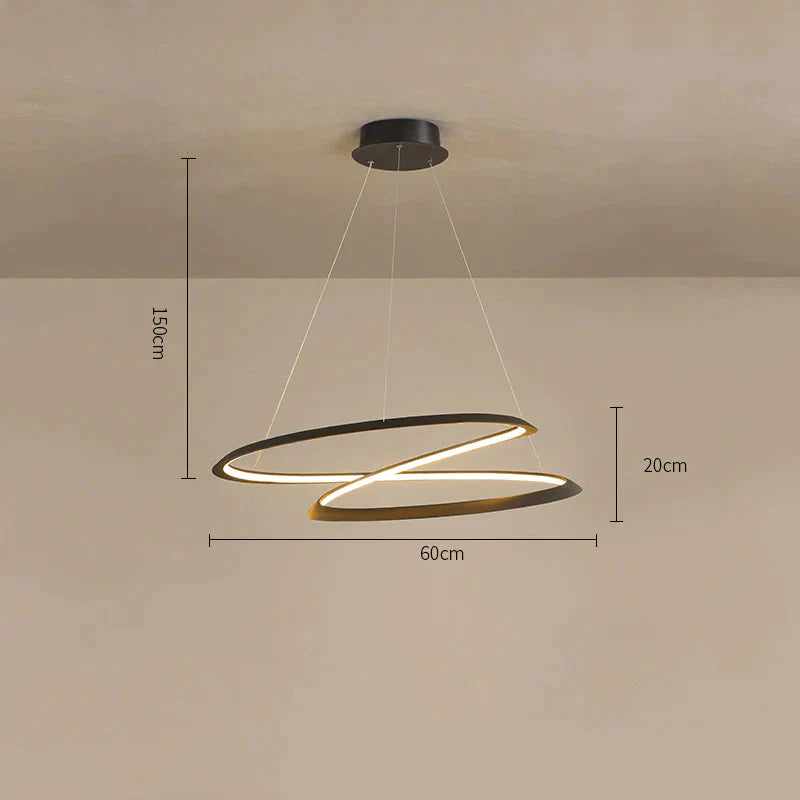 Household Simple Led Dining Room Lights Bedroom Wrought Iron Circular Lighting Lamps Black / Small
