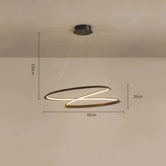 Household Simple Led Dining Room Lights Bedroom Wrought Iron Circular Lighting Lamps Black / Small