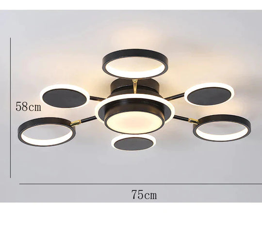Modern Minimalist Luxury Restaurant Bedroom Atmosphere Creative Chandelier Black / 6 Heads Tri -