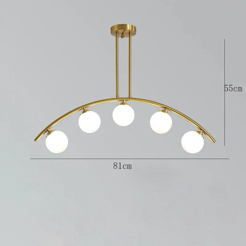 Nordic Restaurant Long Copper Chandelier Bar Minimalist Creative Personalized Glass Lamp Net Red