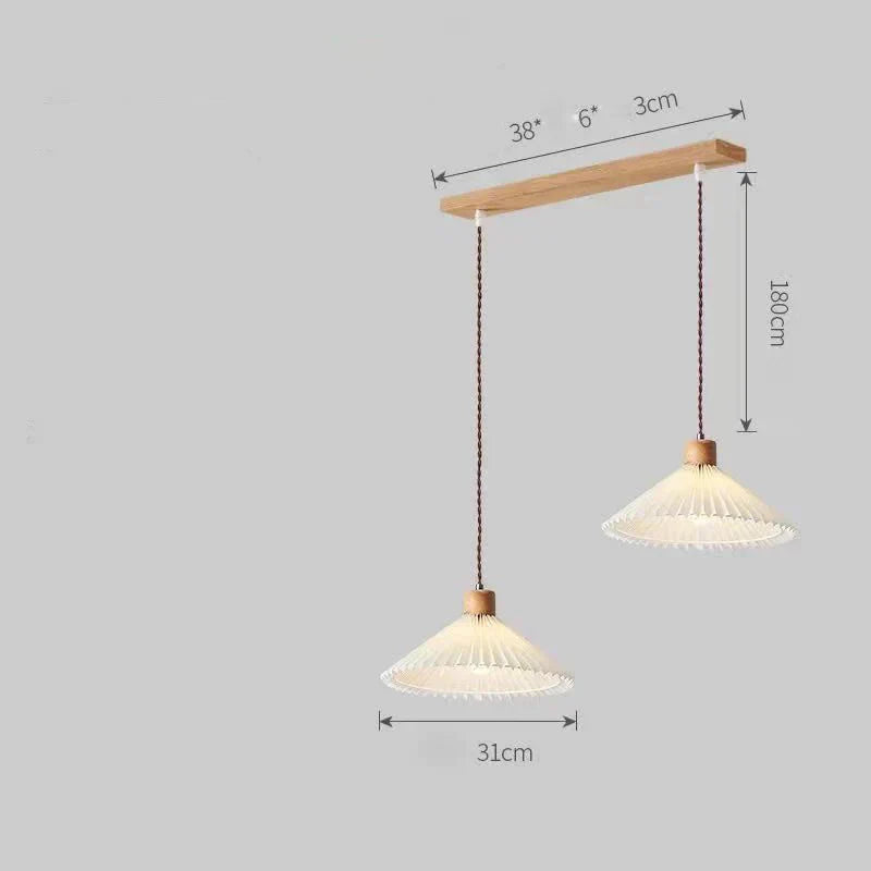 Nordic Pleated Bedside Chandelier Solid Wood Household Bedroom Dining Room B&amp;B Minimalist Creative