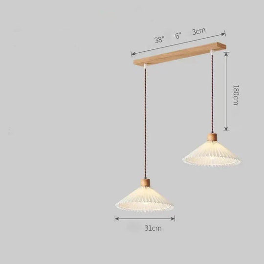 Nordic Pleated Bedside Chandelier Solid Wood Household Bedroom Dining Room B&amp;B Minimalist Creative