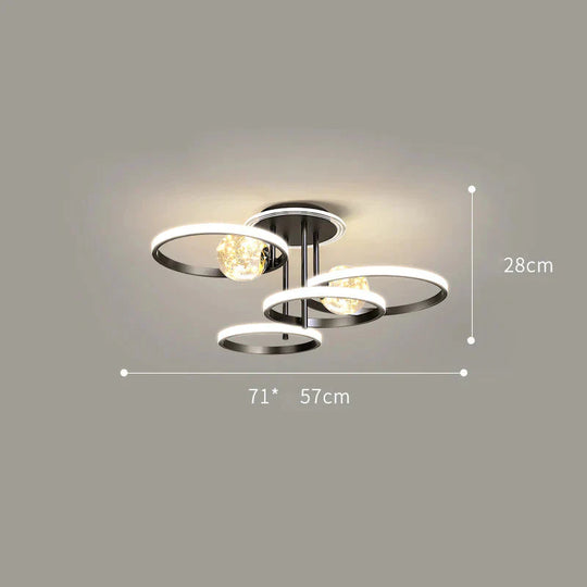 Simple Modern Atmosphere Ceiling Chandelier Living Room Lamp Bedroom Starry Lighting Black / L 71Cm