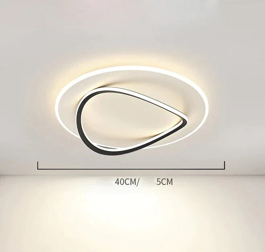 Creative Bedroom Master Lamp Minimalist Round Restaurant Room Ceiling Led Lamps Black / Dia40Cm