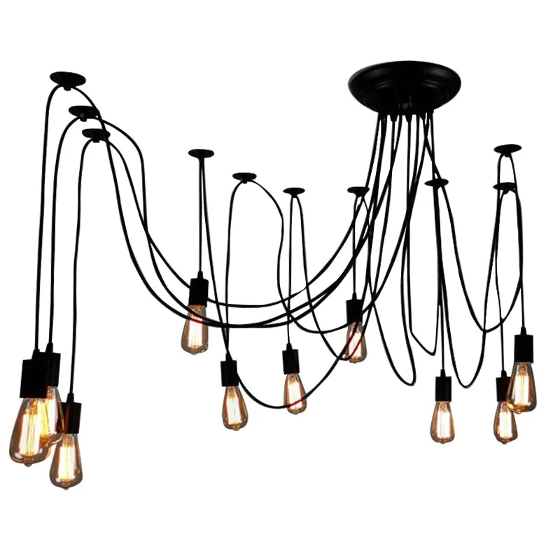 Mordern Nordic Retro Edison Bulb Light Chandelier Vintage Loft Antique Adjustable Diy Art Spider