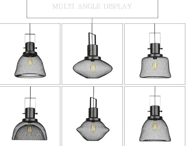 American Retro Iron Mesh Chandelier Pendant