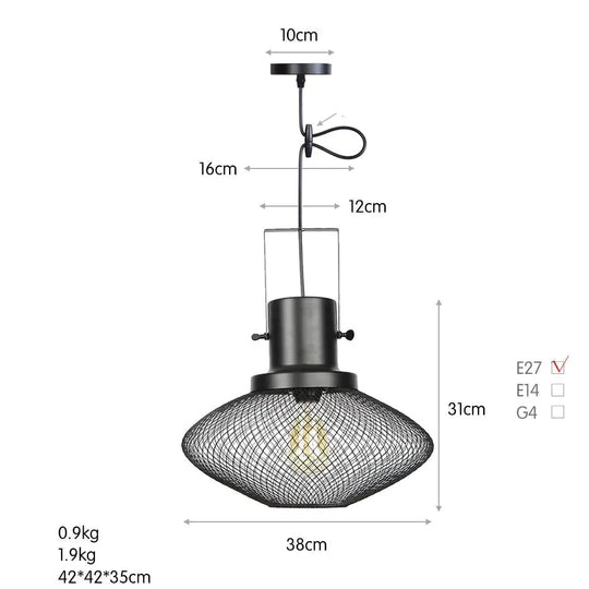 American Retro Iron Mesh Chandelier C / Without Light Source Pendant