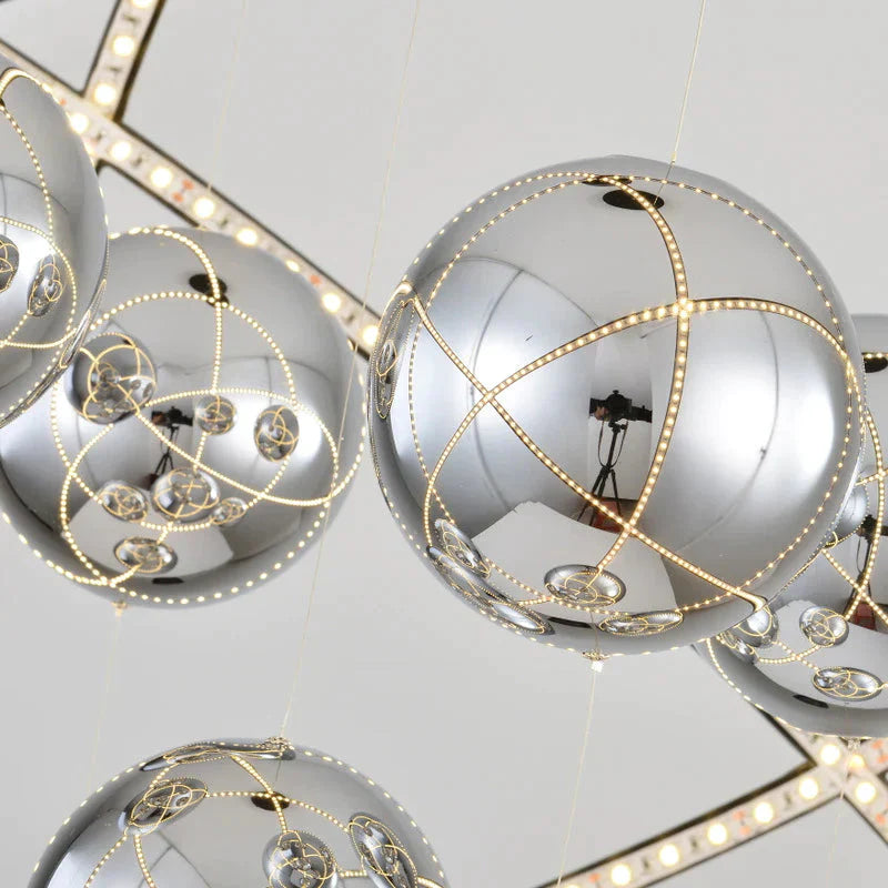 Nordic Creative Globe Restaurant Chandelier Personality Led Cafe Duplex Building Lamps Pendant