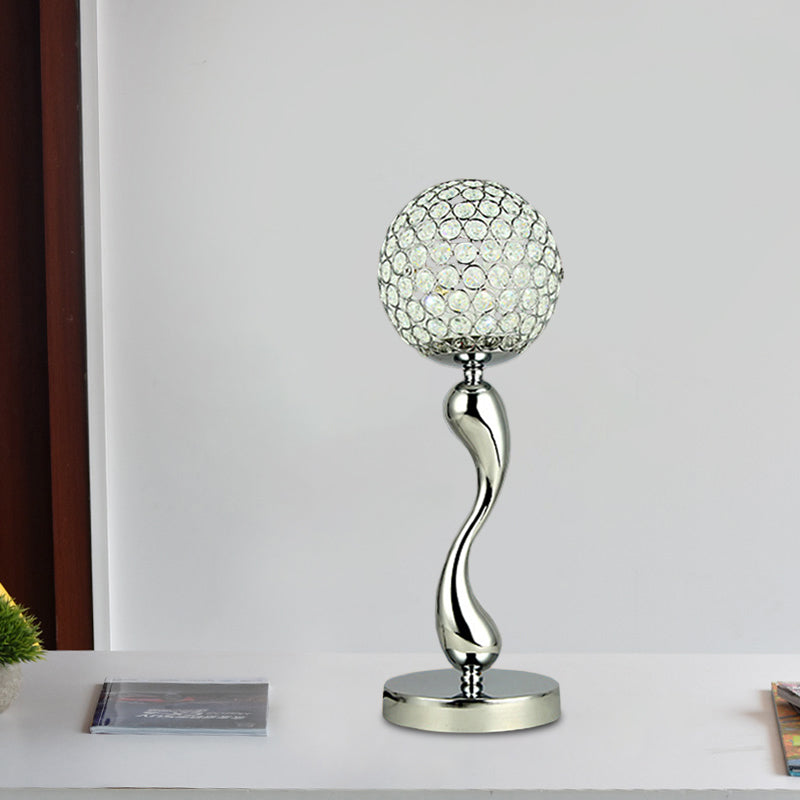 Mara - Contemporary Crystal Led Chrome Nightstand Lamp