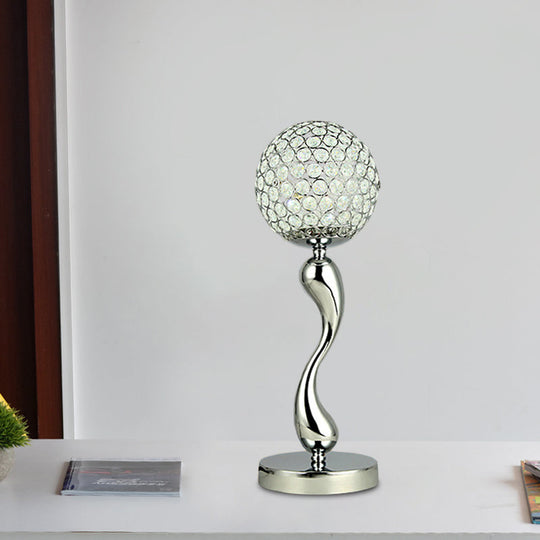 Mara - Contemporary Crystal Led Chrome Nightstand Lamp