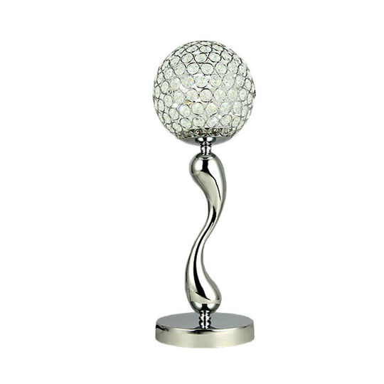 Mara - Contemporary Crystal Led Chrome Nightstand Lamp