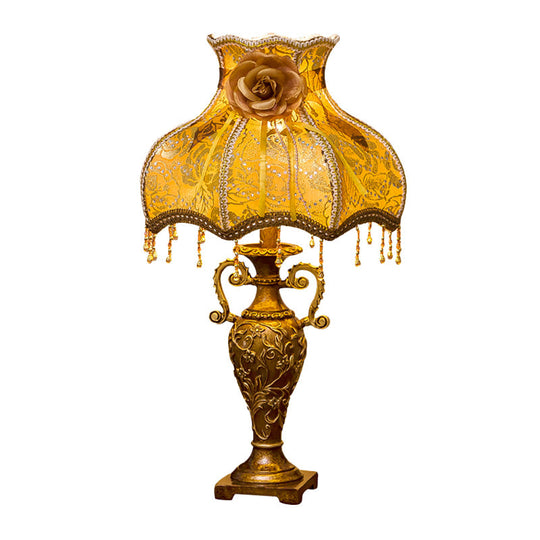 Camila - Gold Traditional Two - Handled Vase Table Lamp 1 Bulb Resin Nightstand Light With Curved