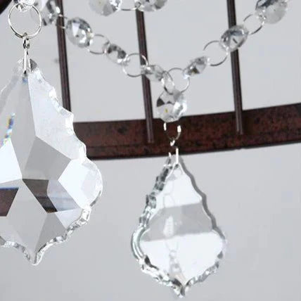 American Retro Crystal Chandelier Birdcage Wrought Iron Pendant