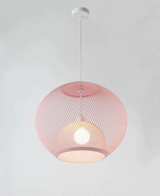 Nordic Simple Iron Grid Chandelier Modern Cafe Restaurant Makaron Single Head Double Layer Birdcage