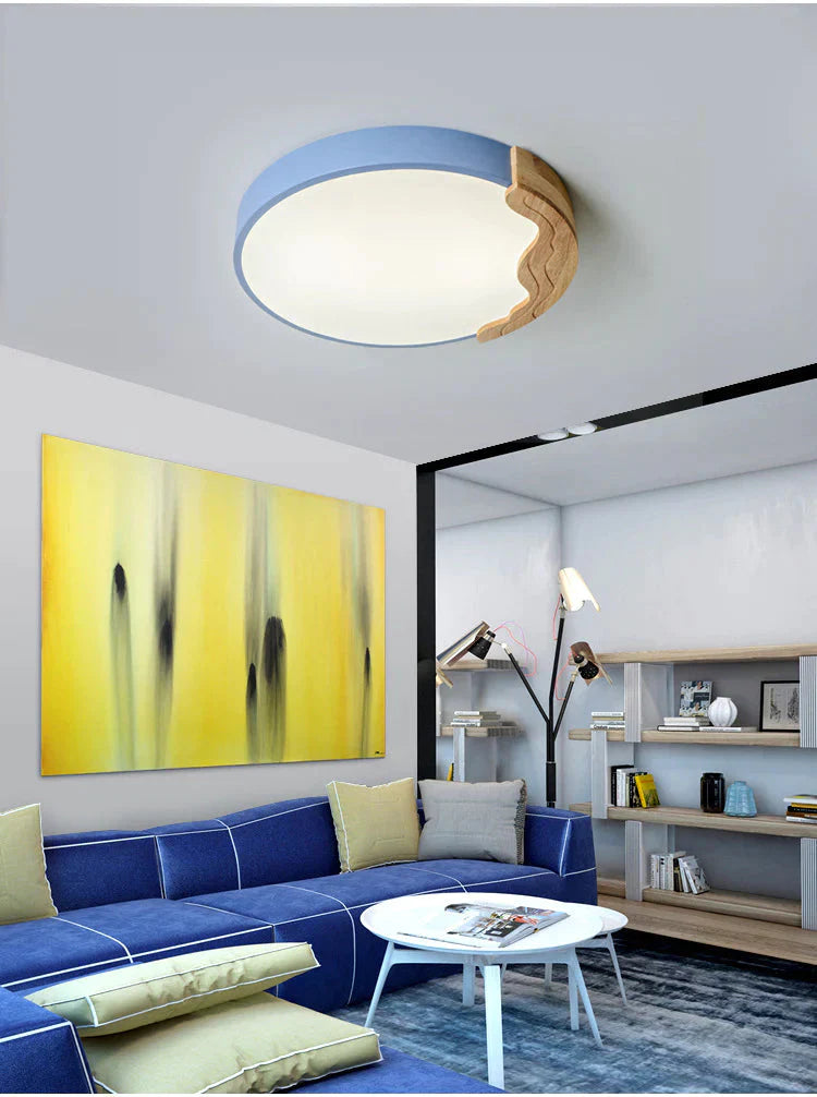 Simple Bedroom Led Ceiling Lamp Creative Nordic Log Color Children’s Room Smart