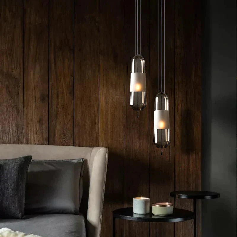 Nordic Creative Bedroom Bedside Lamp Glass Small Single Head Chandelier Pendant