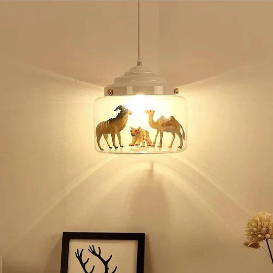 Nordic Glass Chandelier Bedroom Restaurant Coffee Shop Personality Creative Animal Cartoon Art