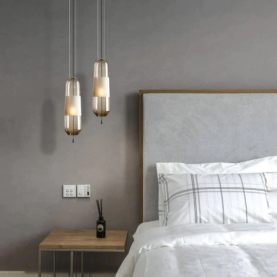 Nordic Creative Bedroom Bedside Lamp Glass Small Single Head Chandelier Pendant