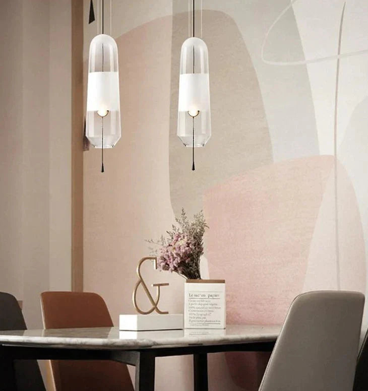 Nordic Creative Bedroom Bedside Lamp Glass Small Single Head Chandelier Pendant
