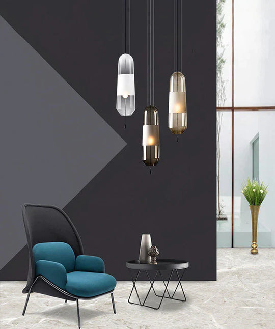 Nordic Creative Bedroom Bedside Lamp Glass Small Single Head Chandelier Pendant