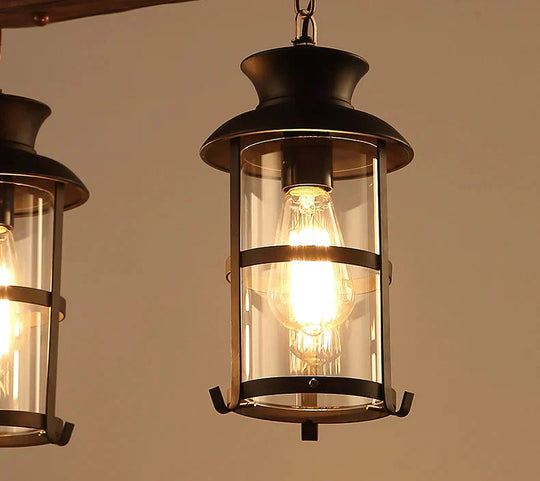 American Retro Chandelier Solid Wood Lamps Pendant
