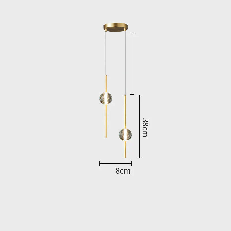 Simple Bedroom Bedside Chandelier All Copper Luxury Crystal Creative Restaurant Tv Background Wall