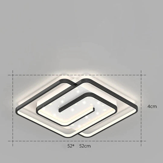 Nordic Simple Light Luxury Atmosphere Square Living Room Bedroom Ceiling Lamp Black / B Tri - Color