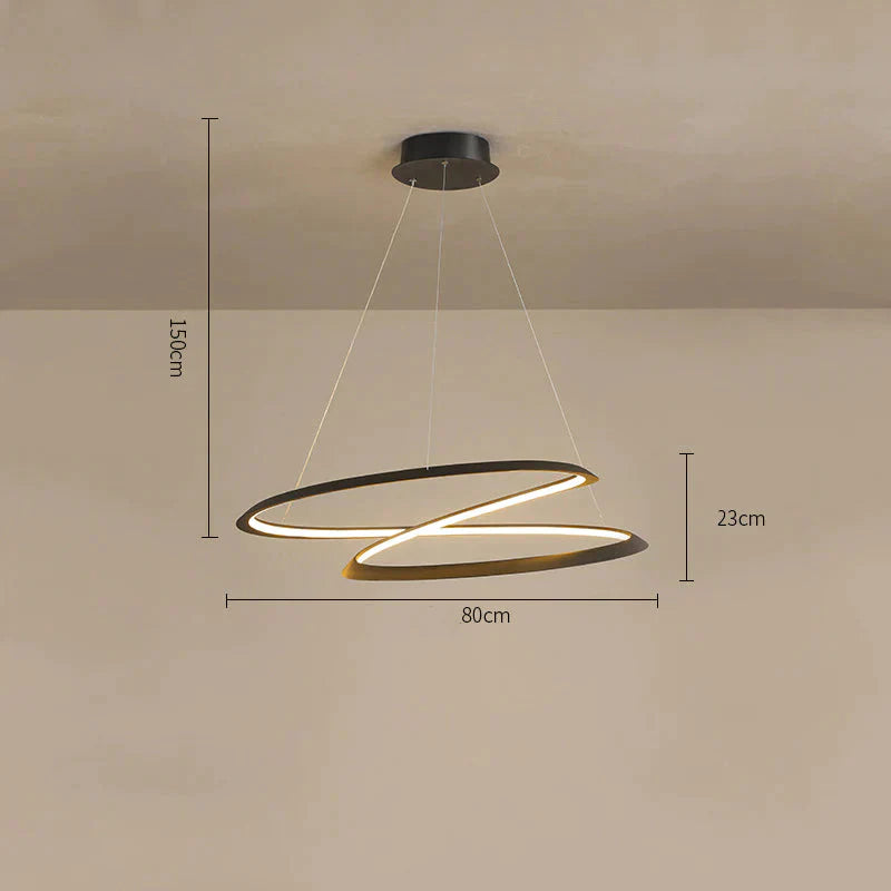 Household Simple Led Dining Room Lights Bedroom Wrought Iron Circular Lighting Lamps Black / Medium