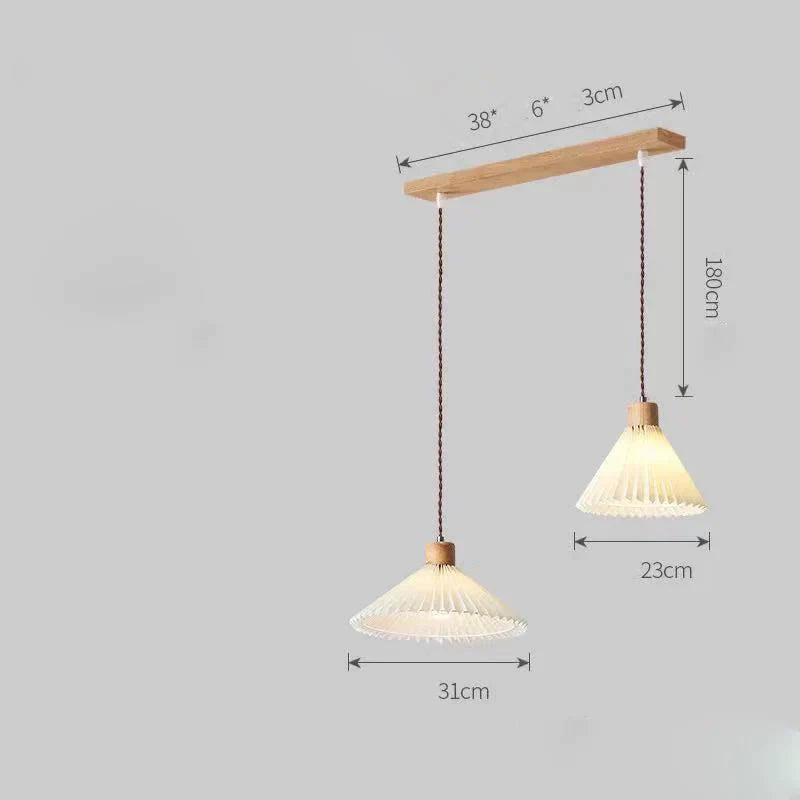 Nordic Pleated Bedside Chandelier Solid Wood Household Bedroom Dining Room B&amp;B Minimalist Creative