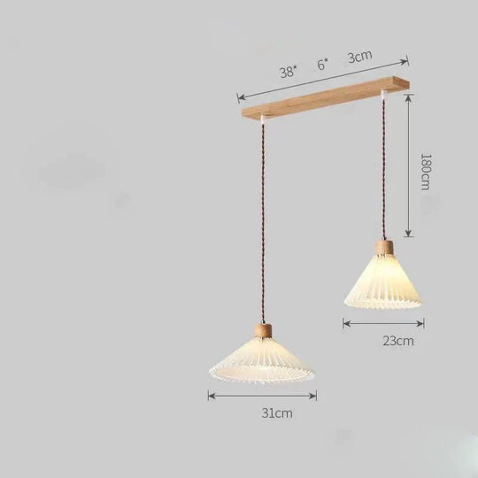 Nordic Pleated Bedside Chandelier Solid Wood Household Bedroom Dining Room B&amp;B Minimalist Creative