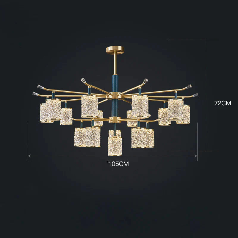 Nordic Luxury Crystal Living Room Chandelier Copper Postmodern Restaurant Simple Creative