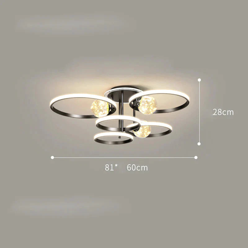 Simple Modern Atmosphere Ceiling Chandelier Living Room Lamp Bedroom Starry Lighting Black / L 81Cm