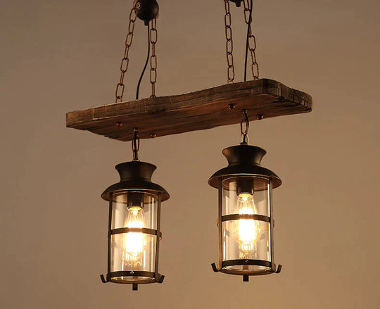 American Retro Chandelier Solid Wood Lamps Pendant