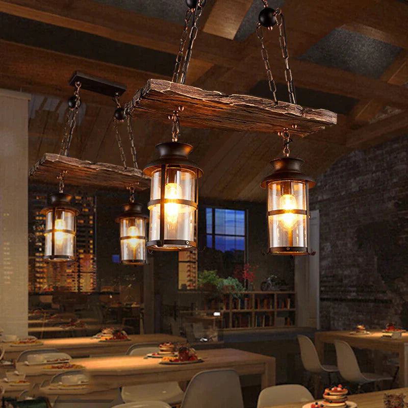 American Retro Chandelier Solid Wood Lamps Pendant