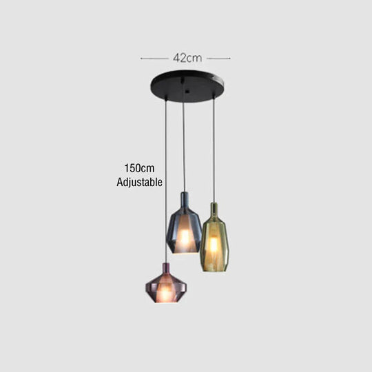 Creative Stained Glass Chandelier Nordic Single - Headed 3 Heads / Warm Light Pendant